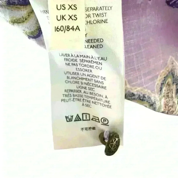 Anthropologie Floral Smocked Ruffle Short Sleeve Blouse XS - Picture 7 of 9